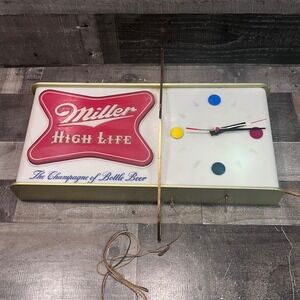 Vintage Miller High Life Light Up Beer Sign Clock Champagne of Bottle Beer Bar
